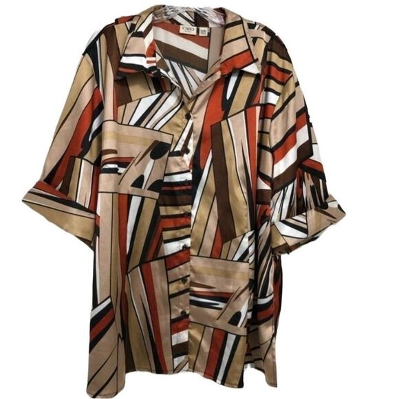 Cato Tops - Cato Button Down Short Sleeve Blouse | Women's Size 26/28